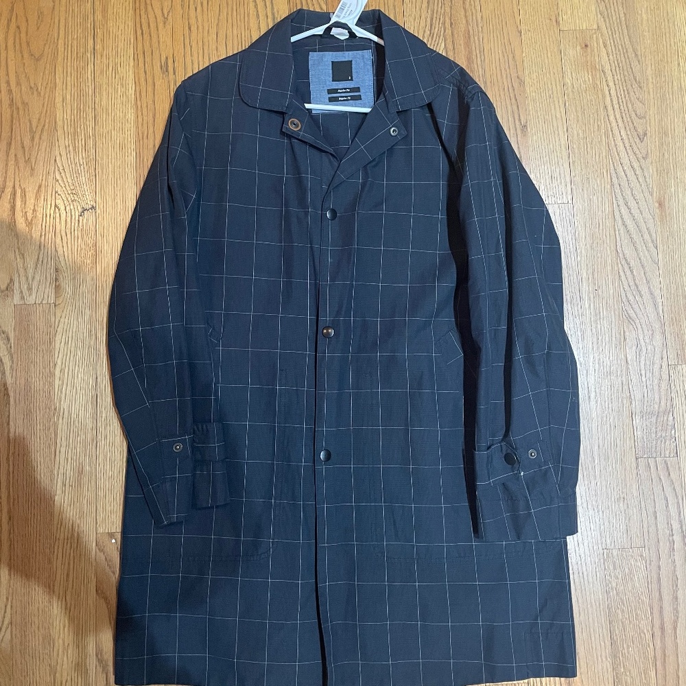 albam regular fit checked light rain coat in size 3